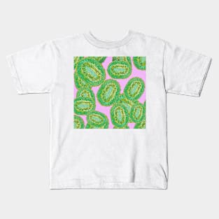 Tropical Kiwi Fruit Abstract Pattern_pink Kids T-Shirt